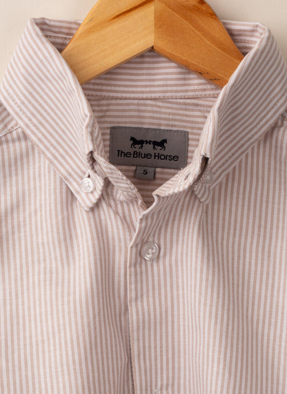 Camisa Oxford Camel Brown Rayas